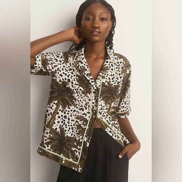 NEW Anthropologie Hunter Bell Polly Tropical Buttondown Shirt Women’s XL